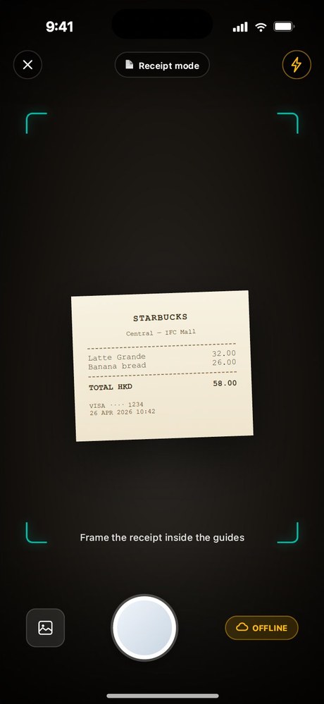 Aurora receipt camera capture on iOS
